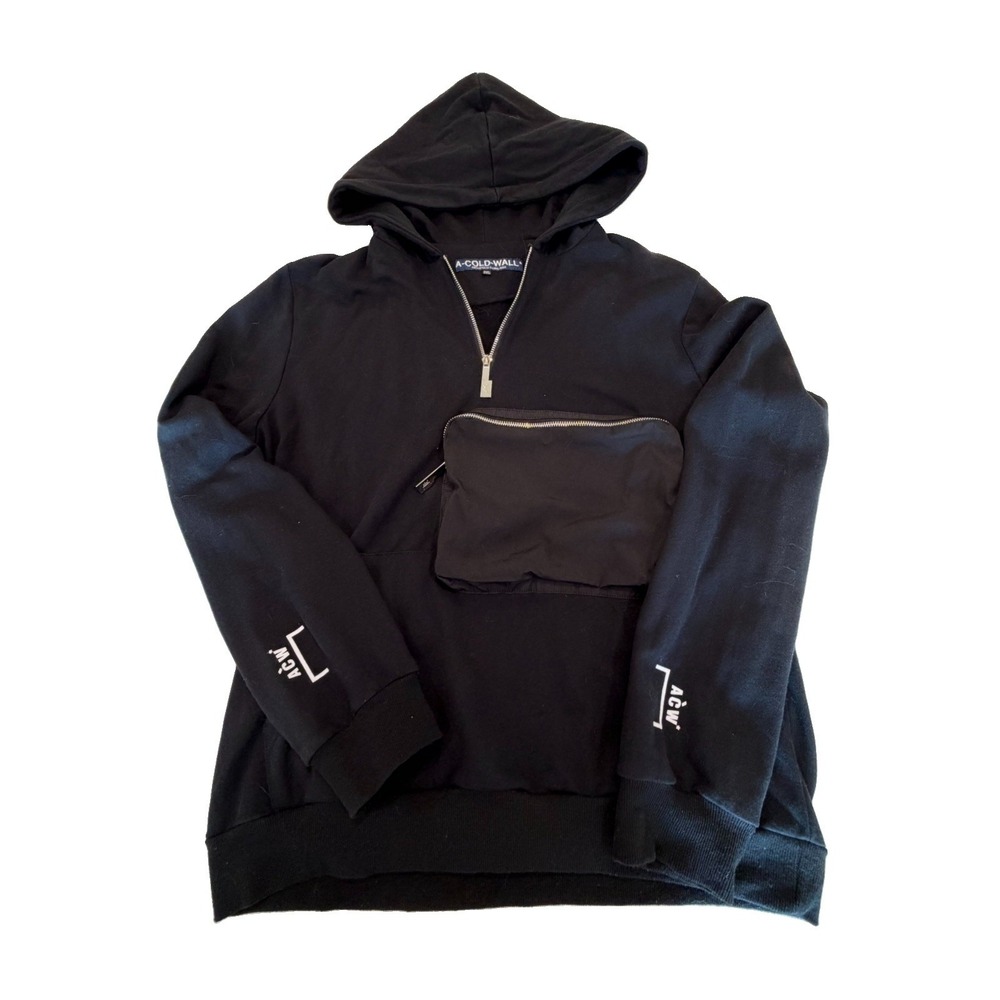 A-COLD-WALL* Samuel Ross Black Utility Hoodie Made Italy 3XL Boxy Oversized XL